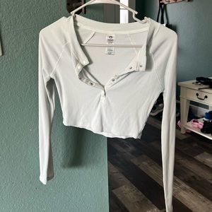 White crop long sleeve top